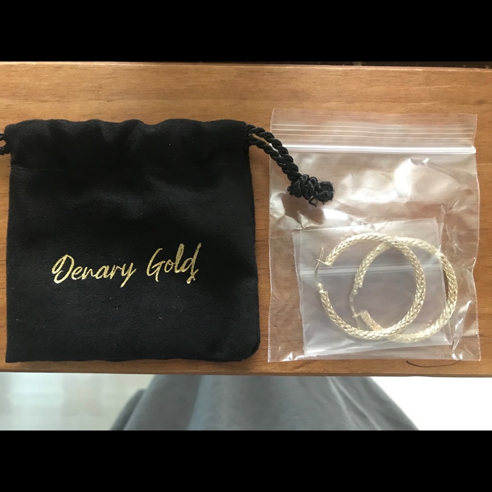 Denary gold 10K textured gold hoop earrings